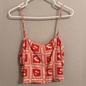 Abercrombie & Fitch Red White 2 Piece Cami & Midi Skirt Set XL